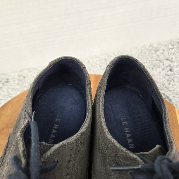 Cole Haan Grand Os Gray Suede Brogue Business Casual Wingtip Oxford Mens 9 M - Picture 11 of 12